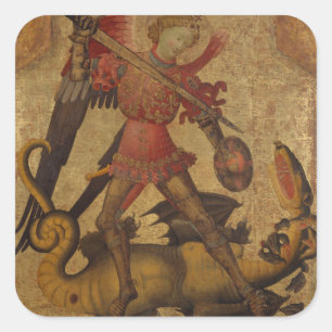 Saint Michael en de Dragon Vierkante Sticker
