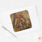 Saint Michael en de Dragon Vierkante Sticker (Envelop)