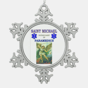 SAINT MICHAEL PATRON SAINT OF PARAMEDICS TIN SNEEUWVLOK ORNAMENT