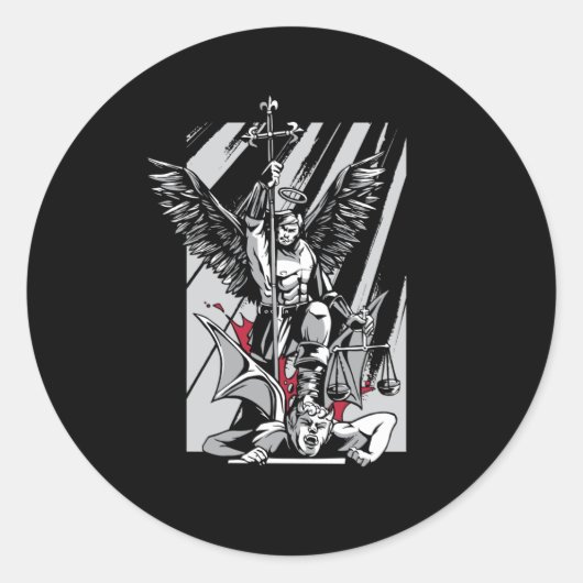 Saint Michael Ronde Sticker (Voorkant)