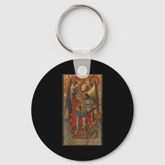 Saint Michael The Archangel Defeating Satan Christ Sleutelhanger (Voorkant)
