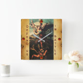 SAINT MICHAEL VANGUISHING SATAN Parchment Vierkante Klok (Huis)
