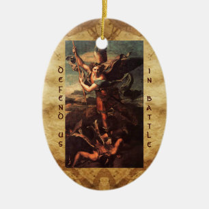 SAINT MICHAEL VANGUISHING SATAN Prayer Keramisch Ornament