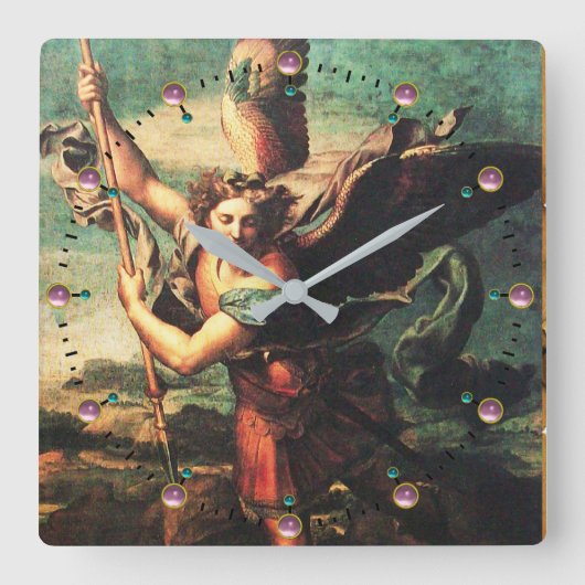 SAINT MICHAEL VANGUISHING SATAN VIERKANTE KLOK (Voorkant)