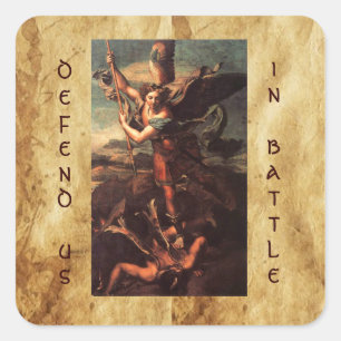 SAINT MICHAEL VANGUISHING SATAN VIERKANTE STICKER