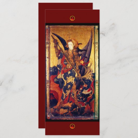 Saint Michael Vanguishing the Devil, rode ruby Kaart (Voorkant / Achterkant)