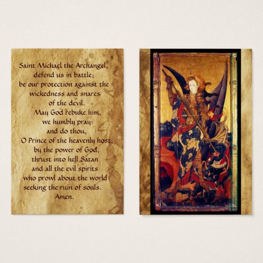 Saint Michael Vanquishing the Devil Prayer Card (Devant & derrière)