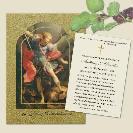Saint Michel Catholicisme Funeral Memorial Carte S