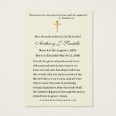 Saint Michel Catholicisme Funeral Memorial Carte S (Dos)