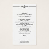 Saint Michel l'Archange Prière Carte Sainte (Dos)