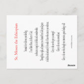 Saint Moïse la carte de prière éthiopienne (Dos)
