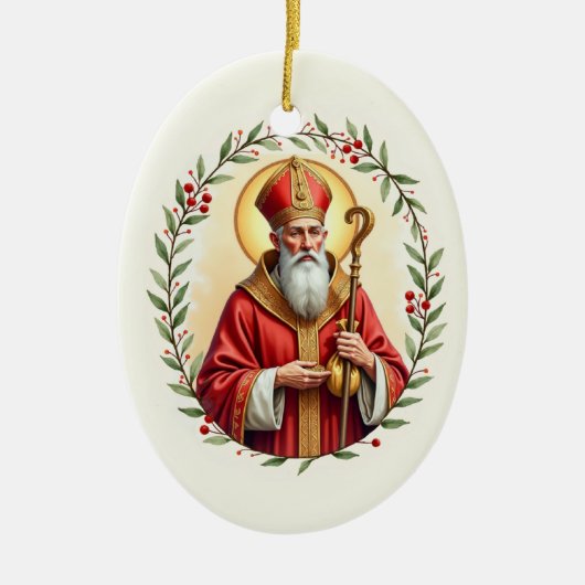 Saint Nicholas God's Peace and Blessings Scripture Keramisch Ornament (Voorkant)