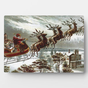 Saint Nick  Victoriaans Santa Claus Reindeer Fotoplaat