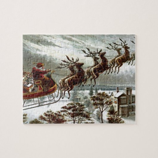 Saint Nick Victoriaans Santa Claus Reindeer Legpuzzel (Horizontaal)