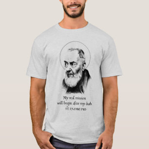 Saint Padre Pio heeft mijn katholieke zwart-wit T-shirt