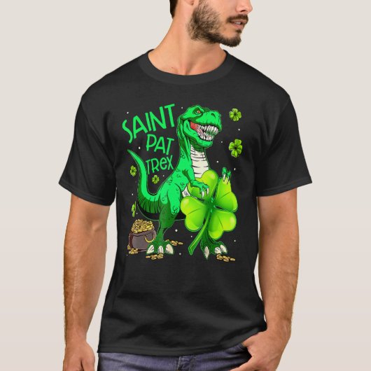 Saint Pat Rex T Rex Dinosaur Leprechaun St Patrick T-shirt (Voorkant)