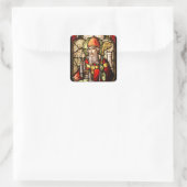 Saint Patrick Afbeelding op Glas in lood Vierkante Sticker (Tas)
