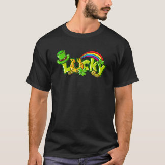 Saint Patrick Day Lucky met Hoefijzer regenboog en T-shirt