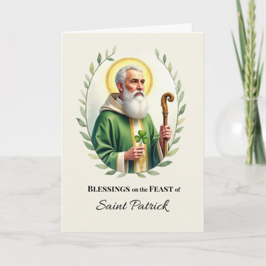 Saint Patrick Feast Day Blessings Waterverf Wreat Kaart (Voorkant)