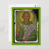 Saint Patrick Icon on Green Briefkaart (Voorkant / Achterkant)