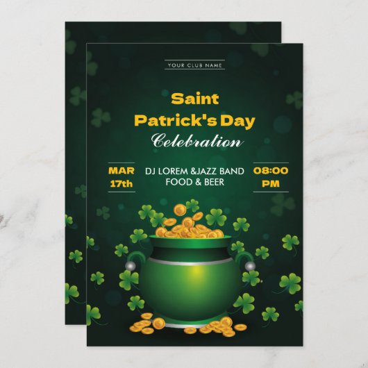 Saint Patrick’s Day Celebration Party Invitation (Devant / Derrière)