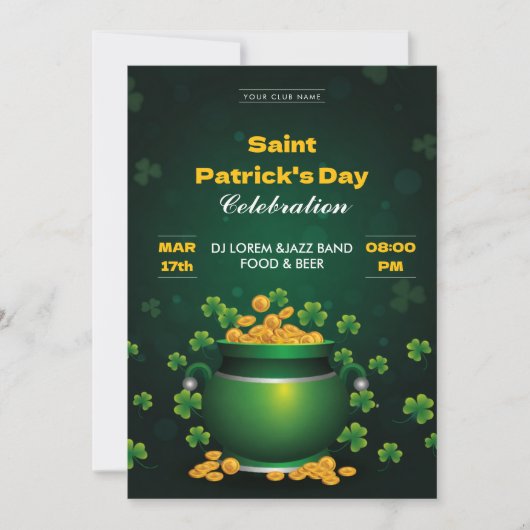 Saint Patrick’s Day Celebration Party Invitation Kaart (Voorkant)