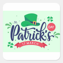 Saint Patrick’s Day Shirt – Lucky Leprechaun Hat & Vierkante Sticker