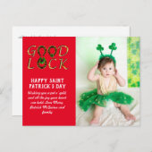 Saint Patrick Salutation BUDGET Carte photo (Devant / Derrière)