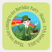 Saint Patrick's Birthday Boy Dank je Vierkante Sticker (Voorkant)
