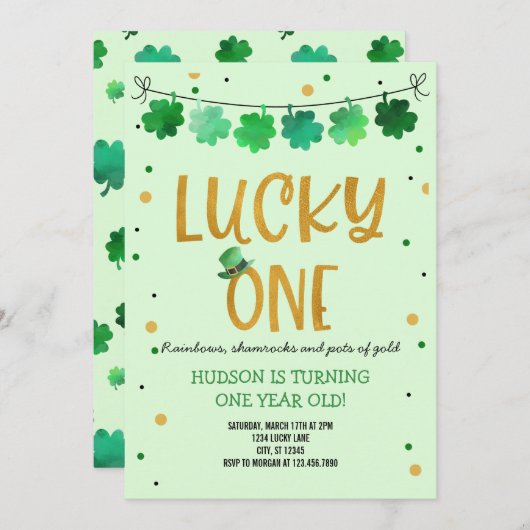 Saint Patrick's Day Anniversaire Invitation Lucky  (Devant / Derrière)