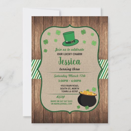 Saint-Patricks Day Anniversaire Invitation Shamroc (Devant)