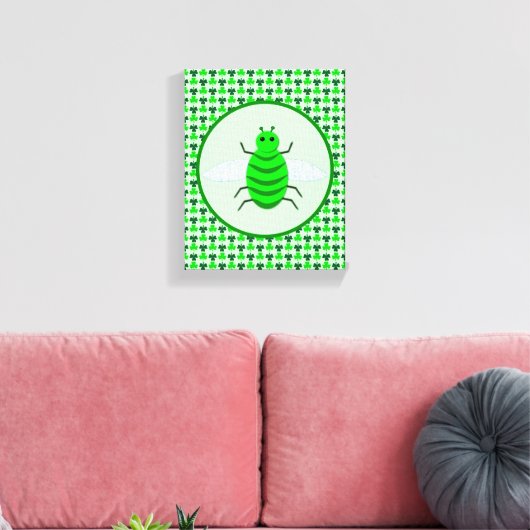 Saint Patricks Day Bee en Shamrocks Canvas Afdruk (Insitu (Woonkamer))