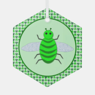 Saint Patricks Day Bee en Shamrocks Glas Ornament