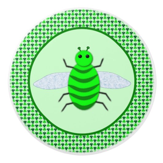 Saint Patricks Day Bee en Shamrocks Keramische Knop (Voorkant)