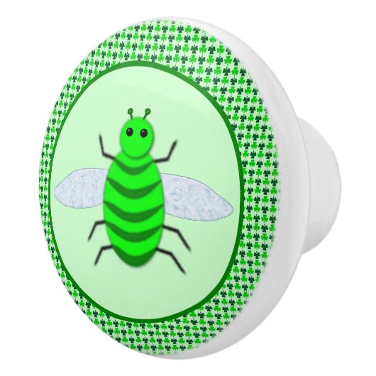 Saint Patricks Day Bee en Shamrocks Keramische Knop (Rechts)