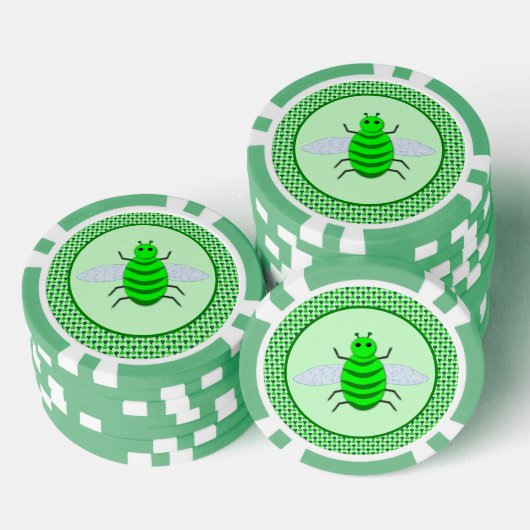 Saint Patricks Day Bee en Shamrocks Poker Chips (Opstapeling)