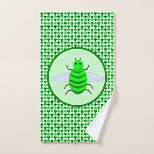 Saint Patricks Day Bee et Shamrocks (Serviette à main)