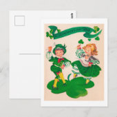 Saint Patrick's Day Boy & Girl, Briefkaart (Voorkant / Achterkant)