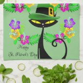 Saint Patrick's Day Cuisine Serviette à main Chat  (Plié)