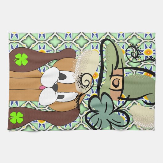 Saint Patrick's Day Cuisine serviette chien (Horizontal)