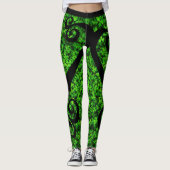 Saint Patrick's Day Dansende Swirls Clover Fields Leggings (Voorkant)
