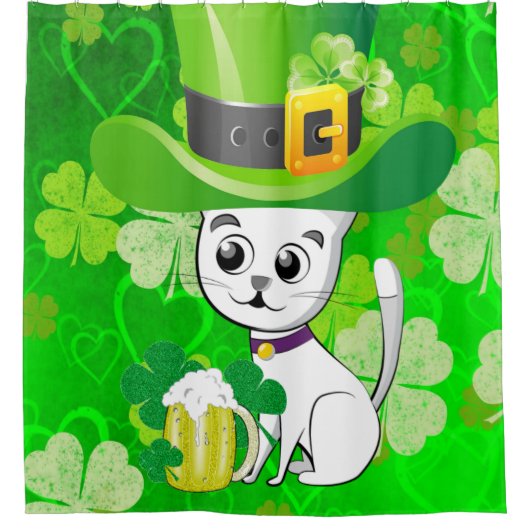 Saint Patrick's Day Douche Rideau Chat Bière (Devant)