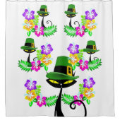 Saint Patrick's Day Douche Rideau Chat Floral (Devant)
