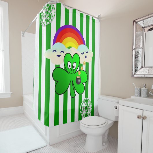 Saint Patrick's Day Douche rideau Clover (En situation)