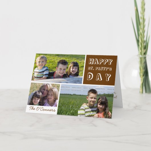Saint Patrick's Day Fotocollage Groene Shamrock Kaart (Voorkant)