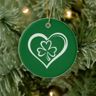 Saint Patrick's Day Funny Shamrock Heart Iers Keramisch Ornament