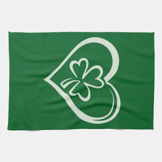 Saint Patrick's Day Funny Shamrock Heart Iers Theedoek (Horizontaal)