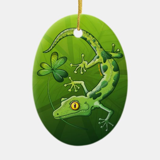 Saint Patrick's Day Gecko Keramisch Ornament (Voorkant)