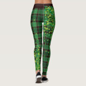 Saint Patrick's Day Glitter Shamrocks Tartan Pset Leggings (Achterkant)
