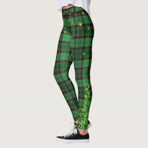 Saint Patrick's Day Glitter Shamrocks Tartan Pset Leggings